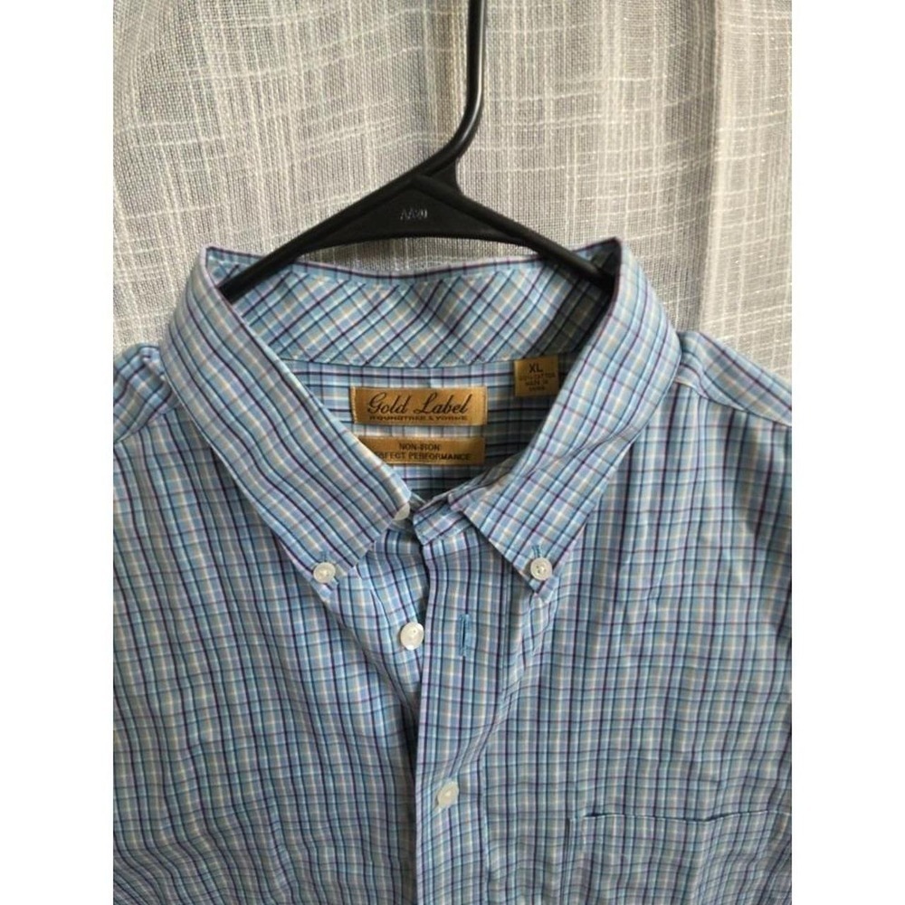 Roundtree & Yorke Gold Label Men Xl Non Iron Perfect Performance Gingham Button